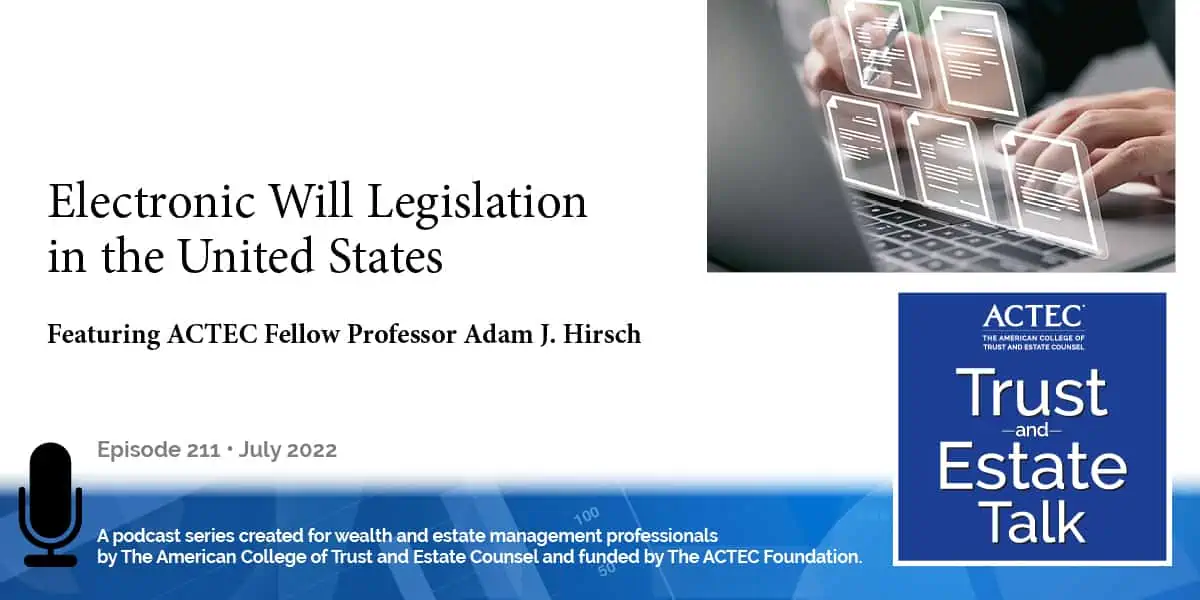 Electronic Will Legislation in the US