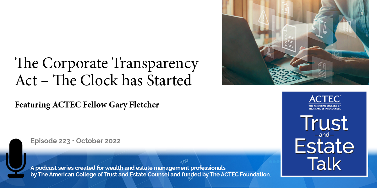 The Corporate Transparency Act: The Clock Has Started