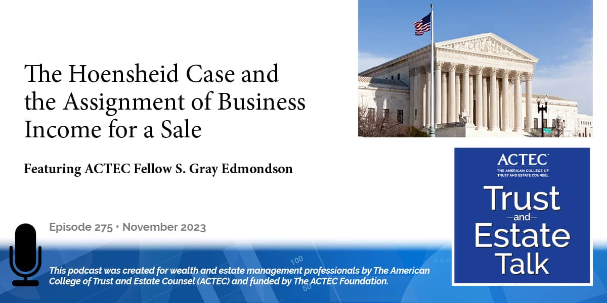The Hoensheid Case and the Assignment of Business Income for a Sale