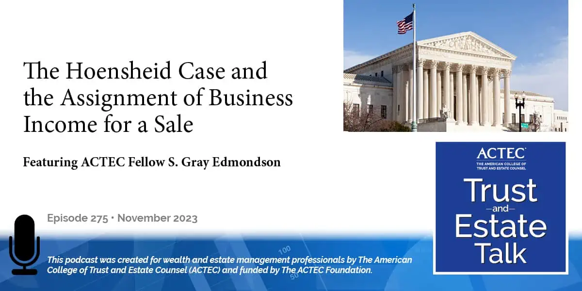 The Hoensheid Case and the Assignment of Business Income for a Sale