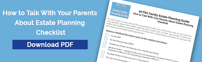 Check list for talk with parents about estate planning