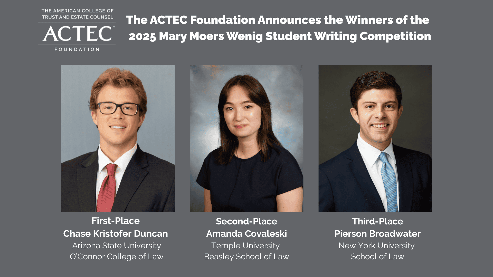Winners of the 2025 Mary Moers Wenig Student Writing Competition